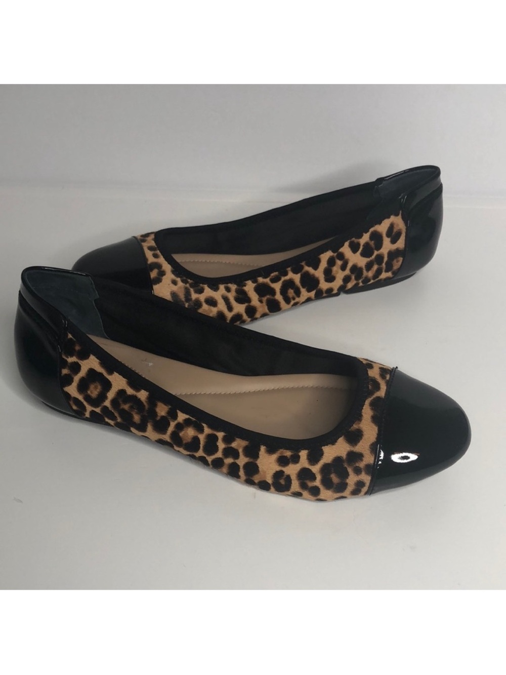 Alfani Leopard Print Flats with Black Patent Cap Toe